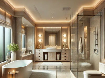  HPL Benches and Corner Toilet Bathroom