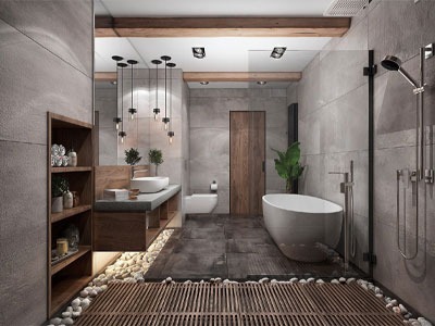  HPL Benches and Corner Toilet Bathroom