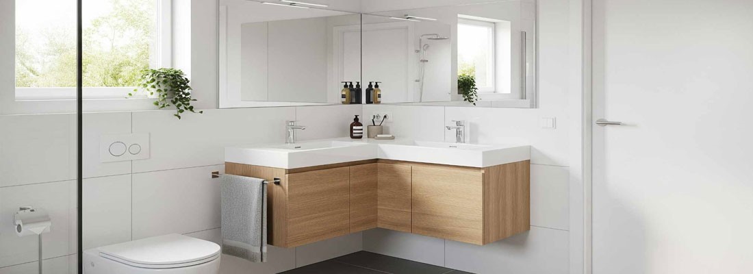 Corner wash basin with cabinet