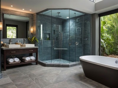  HPL Benches and Corner Toilet Bathroom