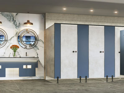  HPL Benches and Corner Toilet Bathroom