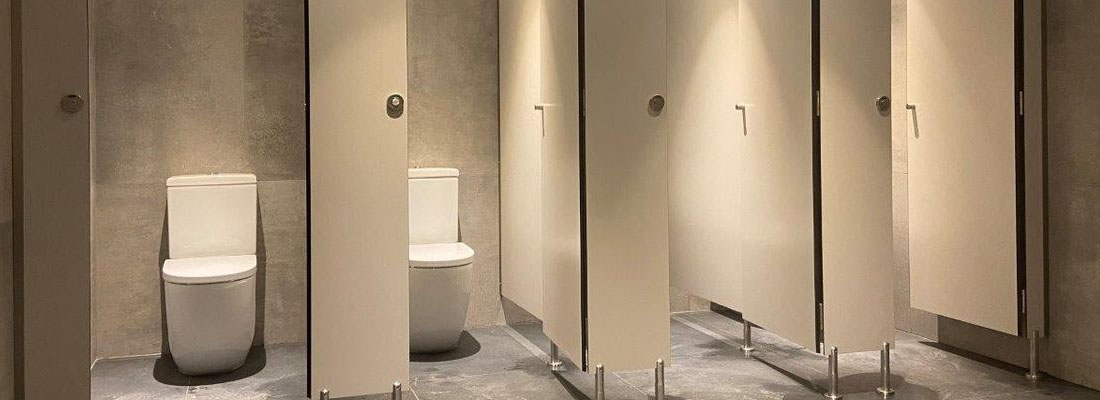 HPL Benches and Corner Toilet Bathroom