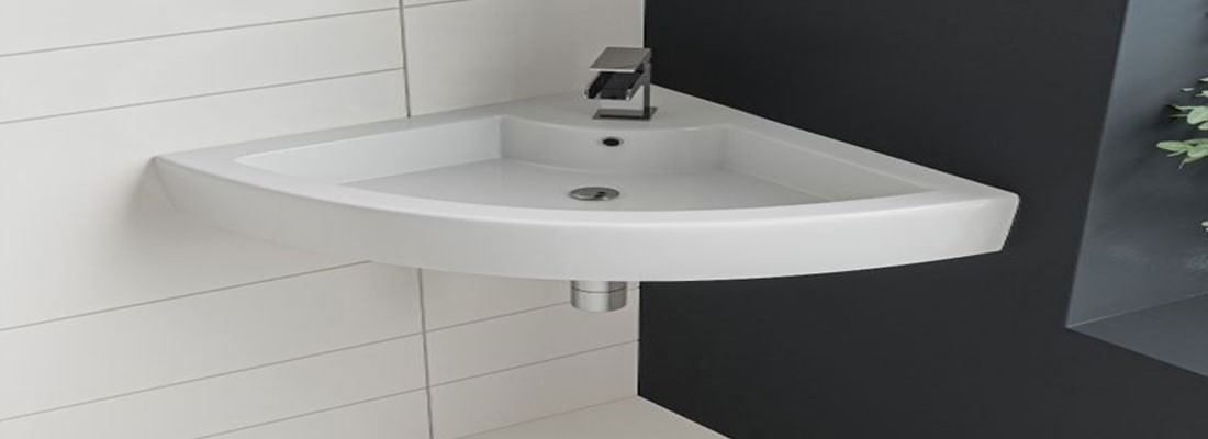 Corner wash basin with cabinet