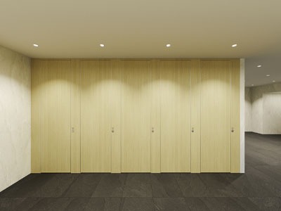  HPL Benches and Corner Toilet Bathroom